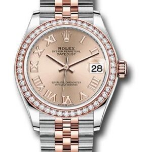 Rolex Steel and Everose Gold Datejust 31 Watch - 46 Diamond Bezel - Rose Roman Dial - Jubilee Bracelet - 278381RBR rorj