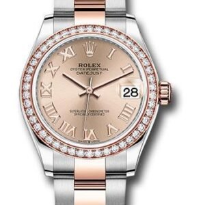 Rolex Steel and Everose Gold Datejust 31 Watch - 46 Diamond Bezel - Rose Roman Dial - Oyster Bracelet - 278381RBR roro