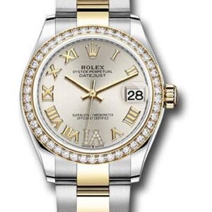 Rolex Steel and Yellow Gold Datejust 31 Watch - Diamond Bezel - Silver Diamond Roman Six Dial - Oyster Bracelet - 278383RBR sdr6o