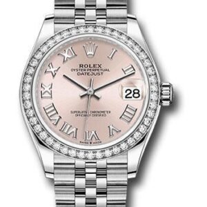 Rolex Steel and White Gold Datejust 31 Watch - Diamond Bezel - Pink Roman Dial - Jubilee Bracelet - 278384RBR prj