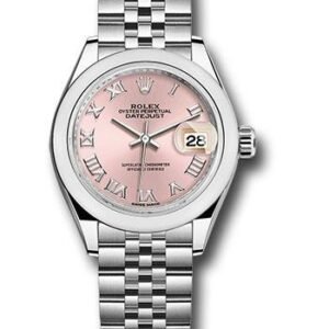 Rolex Steel Lady-Datejust 28 Watch - Domed Bezel - Pink Roman Dial - Jubilee Bracelet - 279160 prj