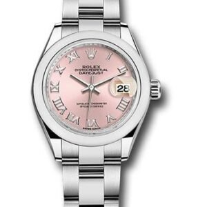 Rolex Steel Lady-Datejust 28 Watch - Domed Bezel - Pink Roman Dial - Oyster Bracelet - 279160 pro