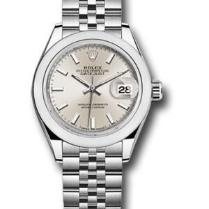 Rolex Steel Lady-Datejust 28 Watch - Domed Bezel - Silver Index Dial - Jubilee Bracelet - 279160 sij
