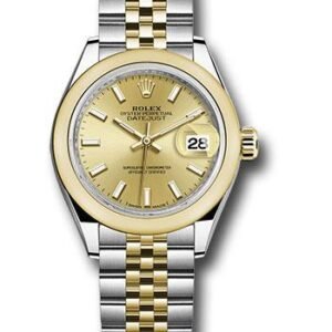 Rolex Steel and Yellow Gold Rolesor Lady-Datejust 28 Watch - Domed Bezel - Champagne Index Dial - Jubilee Bracelet - 279163 chij