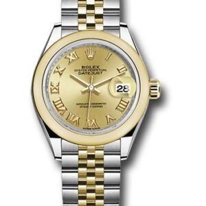 Rolex Steel and Yellow Gold Rolesor Lady-Datejust 28 Watch - Domed Bezel - Champagne Roman Dial - Jubilee Bracelet - 279163 chrj