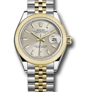 Rolex Steel and Yellow Gold Rolesor Lady-Datejust 28 Watch - Domed Bezel - Silver Index Dial - Jubilee Bracelet - 279163 sij