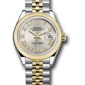 Rolex Steel and Yellow Gold Rolesor Lady-Datejust 28 Watch - Domed Bezel - Silver Roman Dial - Jubilee Bracelet - 279163 srj