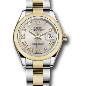 Rolex Steel and Yellow Gold Rolesor Lady-Datejust 28 Watch - Domed Bezel - Silver Roman Dial - Oyster Bracelet - 279163 sro