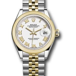 Rolex Steel and Yellow Gold Rolesor Lady-Datejust 28 Watch - Domed Bezel - White Roman Dial - Jubilee Bracelet - 279163 wrj