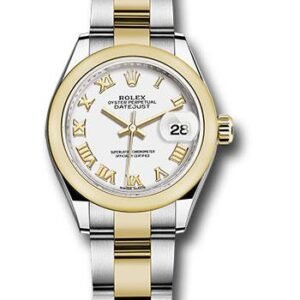 Rolex Steel and Yellow Gold Rolesor Lady-Datejust 28 Watch - Domed Bezel - White Roman Dial - Oyster Bracelet - 279163 wro