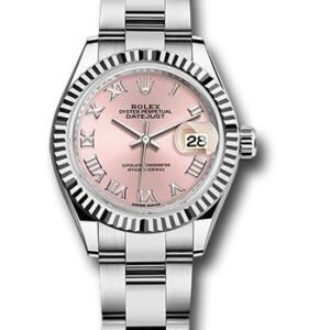 Rolex Steel and White Gold Rolesor Lady-Datejust 28 Watch - Fluted Bezel - Pink Roman Dial - Oyster Bracelet - 279174 pro