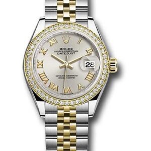 Rolex Steel and Yellow Gold Rolesor Lady-Datejust 28 Watch - Diamond Bezel - Silver Roman Dial - Jubilee Bracelet - 279383RBR srj