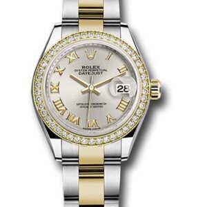 Rolex Steel and Yellow Gold Rolesor Lady-Datejust 28 Watch - Diamond Bezel - Silver Roman Dial - Oyster Bracelet - 279383RBR sro