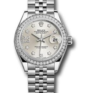 Rolex Steel and White Gold Rolesor Lady-Datejust 28 Watch - 44 Diamond Bezel - Silver Diamond Star Dial - Jubilee Bracelet - 279384RBR s9dix8dj