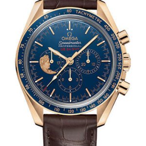 Omega Speedmaster Moonwatch Apollo XVII Anniversary Limited Series Limited Edition of 272 Watch - 42 mm Yellow Gold Case - Polished Blue Ceramic Bezel - Blue Ceramic Dial - Brown Leather Strap - 311.63.42.30.03.001