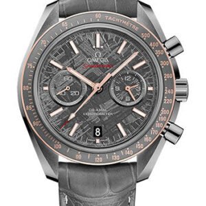 Omega Speedmaster Moonwatch Omega Co-Axial Chronograph Grey Side of the Moon Meteorite Watch - 44.25 mm Grey Ceramic Case - Senda Gold Bezel - Meteorite Dial - Grey Leather Strap - 311.63.44.51.99.002