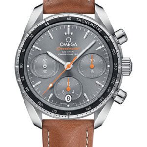 Omega Speedmaster 38 Co-Axial Chronograph Watch - 38 mm Steel Case - Grey Dial - Novo Nappa Leather Strap - 324.32.38.50.06.001