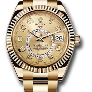 Rolex Yellow Gold Sky-Dweller Watch - Champagne Sunray Arabic Dial - Oyster Bracelet - 326938 ch