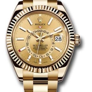 Rolex Yellow Gold Sky-Dweller Watch - Champagne Index Dial - Oyster Bracelet - 326938 chi