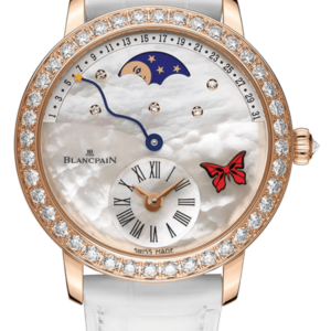 Blancpain Ladybird Quantieme Retrograde White Ostrich Diamond Ladies Watch - 3653A 2954 58CB