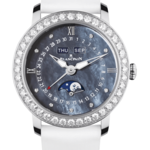 Blancpain Ladybird Quantieme Complet Diamond Mother of Pearl Satin Ladies Watch - 3663 4654L 52B