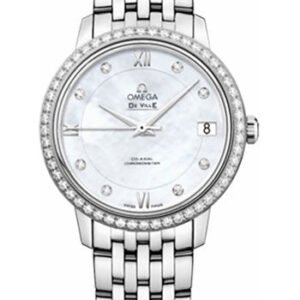 Omega De Ville Prestige Co-Axial Watch - 32.7 mm Steel Case - Diamond Bezel - Mother-Of-Pearl Diamond Dial - 424.15.33.20.55.001