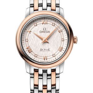 Omega De Ville Prestige Quartz Watch - 27.4 mm Steel And Red Gold Case - Ivory Silvery Dial - 424.20.27.60.52.003