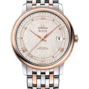 Omega De Ville Prestige Co-Axial Watch - 39.5 mm Steel And Red Gold Case - Ivory Silvery Dial - 424.20.40.20.02.003