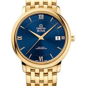 Omega De Ville Prestige Co-Axial Watch - 36.8 mm Yellow Gold Case - Blue Dial - 424.50.37.20.03.001