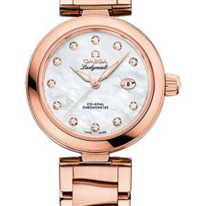 Omega De Ville Ladymatic Omega Co-Axial Watch - 34 mm Sedna Gold Case - White Diamond Dial - 425.60.34.20.55.004