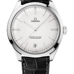 Omega De Ville Tresor Omega Master Co-Axial Watch - 40 mm White Gold Case - Silvery Dial - Black Leather Strap - 432.53.40.21.02.004