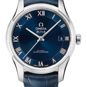 Omega De Ville Hour Vision Co-Axial Master Chronometer Watch - 41 mm Steel Case - Two-Zone Blue Dial - Blue Leather Strap - 433.13.41.21.03.001