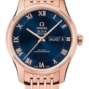 Omega De Ville Hour Vision Co-Axial Master Chronometer Annual Calendar Watch - 41 mm Sedna Gold Case - Two-Zone Blue Dial - 433.50.41.22.03.001