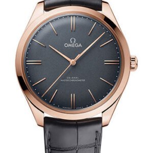 Omega De Ville Tresor Omega Co-Axial Master Chronometer - 40 mm Sedna Gold Case - Grey Enamel Dial - Grey Leather Strap - 435.53.40.21.06.001