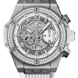 Hublot Big Bang Unico Titanium White Diamonds 42mm Watch - 42 mm - White Skeleton Dial-441.NE.2010.RW.1104
