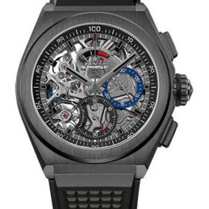 Zenith Defy El Primero 21 Watch - Black Ceramic - Openworked Dial - Black Rubber Strap - 49.9000.9004/78.R782