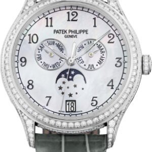 Patek Philippe Complications Annual Calendar Moon Phases White Gold White Mother of Pearl Dial Diamond Bezel 38mm - 4948G-010