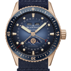 Blancpain Fifty Fathoms Bathyscaphe Quantieme Complet Phases de Lune Red Gold NATO Men's Watch - 5054 3640 NAOA