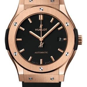 Hublot Classic Fusion King Gold Watch - 45 mm - Black Dial - Black Lined Rubber Strap-511.OX.1181.RX
