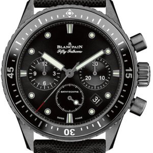 Blancpain Fifty Fathoms Bathyscaphe Chronographe Flyback Ceramic Black Canvas Men's Watch - 5200 0130 B52A