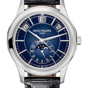 Patek Philippe Complications Annual Calendar Moon Phases - White Gold - Blue Sunburst Dial - 5205G-013