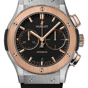 Hublot Classic Fusion Chronograph Titanium King Gold Watch - 45 mm - Black Dial - Black Lined Rubber Strap-521.NO.1181.RX