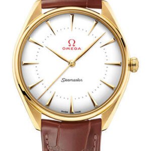 Omega Specialities Olympic Official Timekeeper Watch - 39.5 mm Yellow Gold Case - Eggshell White Enamel Dial - Leather Strap - 522.53.40.20.04.001