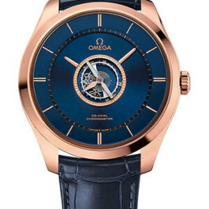 Omega De Ville Tourbillon Co-Axial Numbered Edition - 44 mm Sedna Gold Case - Blue Dial - Blue Leather Strap - 528.53.44.21.03.001