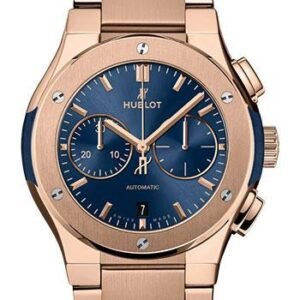 Hublot Classic Fusion Blue Chronograph King Gold Bracelet Watch - 42 mm - Blue Dial-540.OX.7180.OX