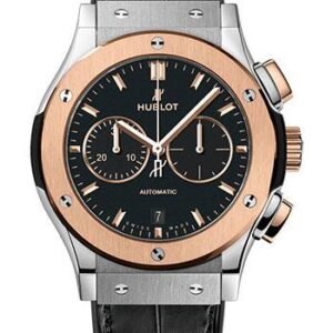 Hublot Classic Fusion Chronograph Titanium King Gold Watch - 42 mm - Black Dial - Black Rubber and Leather Strap-541.NO.1181.LR