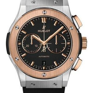 Hublot Classic Fusion Chronograph Titanium King Gold Watch - 42 mm - Black Dial - Black Lined Rubber Strap-541.NO.1181.RX