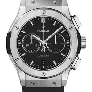 Hublot Classic Fusion Chronograph Titanium Watch - 42 mm - Black Dial - Black Lined Rubber Strap-541.NX.1171.RX