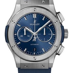 Hublot Classic Fusion Chronograph Titanium Blue Watch - 42 mm - Blue Dial - Blue Lined Rubber Strap-541.NX.7170.RX