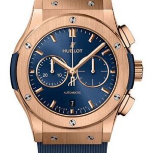 Hublot Classic Fusion Chronograph King Gold Blue Watch - 42 mm - Blue Dial - Blue Lined Rubber Strap-541.OX.7180.RX